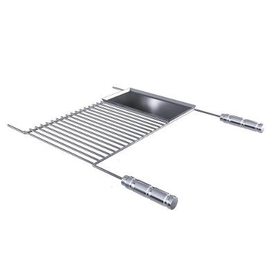 Grelha Para Churrasco Em Aço Inox Com Chapa Auxiliar 70x58 Cm