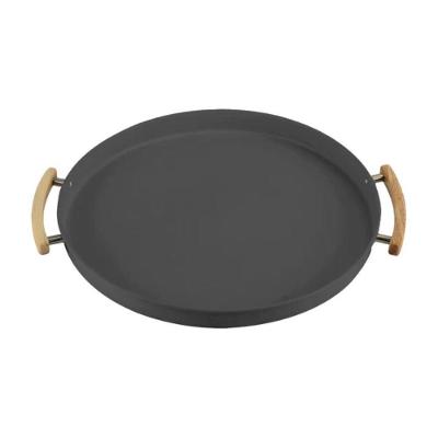 Bandeja Com Alça Sense 41,5cm Metal + Bambu Chumbo Ou
