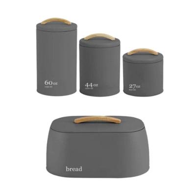 Kit 3 Potes Mantimentos + Portão Pão Em Metal E Bambu Sense Chumbo Ou