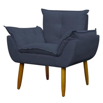 Poltrona Decorativa Para Consultório Opala Suede Herrero Azul Marinho