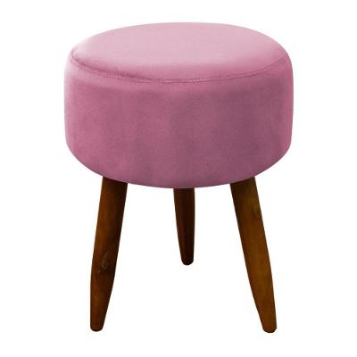 Puff Banqueta Decorativo Pés Madeira Rosa