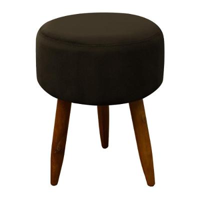 Puff Banqueta Decorativo Pés Madeira Marrom Escuro