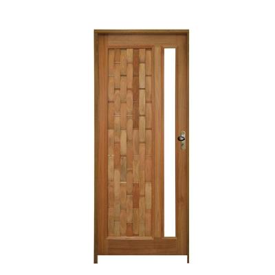 Kit Porta Couro Em Pé Com Visor 92 X 2.10 Batente 14 Cm Fechadura Externa Lado Esquerdo - Rodam