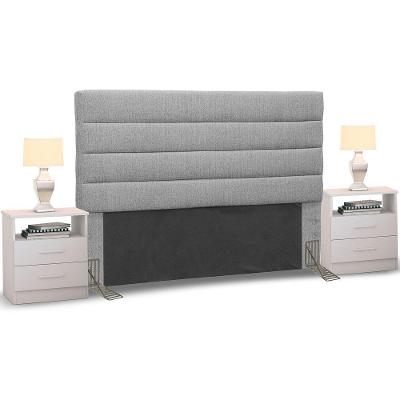 Cabeceira Cama Box Casal 140cm Greta Linho E 2 Mesas De Cabeceira Flex Dm1 Branco - Mpozenato Linho Areia