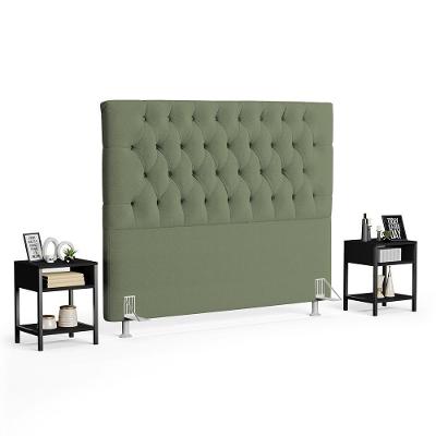 Cabeceira Casal King 195cm Cristal Boucle Oliva E 2 Mesas Laterais Plaza Lc1 Preto - Mpozenato