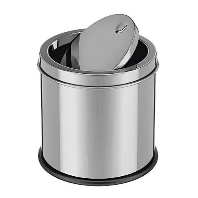 Lixeira Inox Basculante 3 Litros Tampa Giratória Ideal Para Cozinha Banheiro E Consultório
