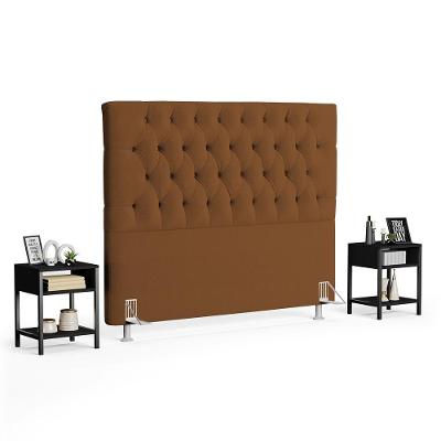 Cabeceira Casal Queen 160cm Cristal Boucle Telha E 2 Mesas Laterais Plaza Lc1 Preto - Mpozenato
