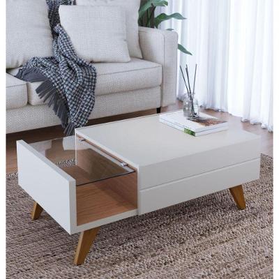 Mesa De Centro Com Gaveta Noronha Off White Matte-freijó