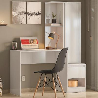 Escrivaninha Com Armario 1 Porta 1 Gaveta 1 Nicho Office Morada - Branco