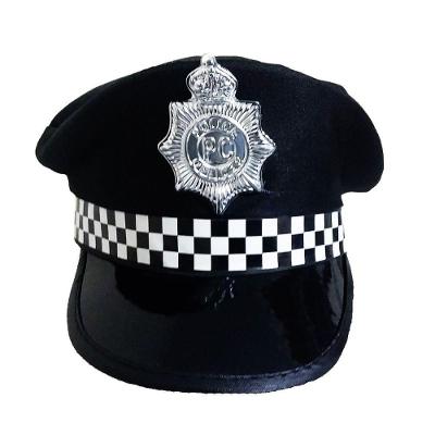 Quepe Policial Preto Com Emblema Ajustável