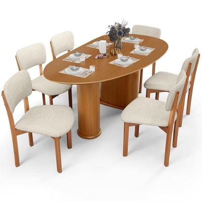 Mesa Para Sala De Jantar Ourense Com 06 Cadeiras Sala De Jantar Dara L02 Linho Champagne - Lyam Decor