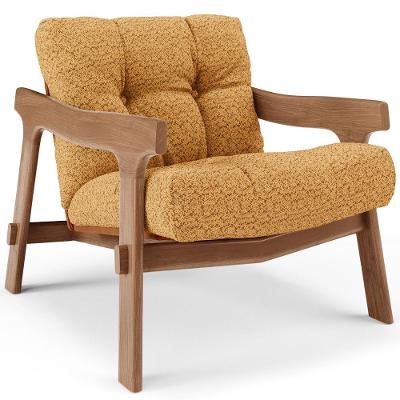 Poltrona Decorativa Fixa Para Sala Living Ikary L02 Canela Prime Bouclê Mostarda - Lyam Decor