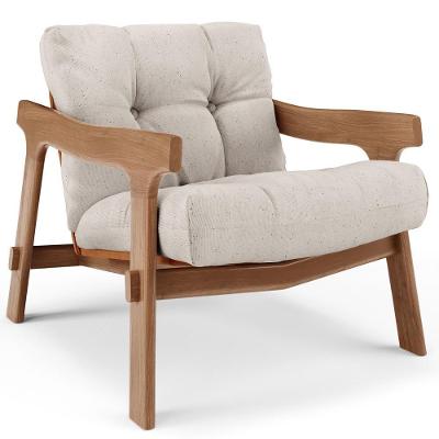 Poltrona Decorativa Fixa Para Sala Living Ikary L02 Canela Linho Cru - Lyam Decor