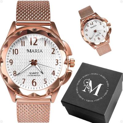 Relogio Rose Prova Dagua Inox Silicone Feminino + Caixa Social Ajustavel Moda Original Resistente