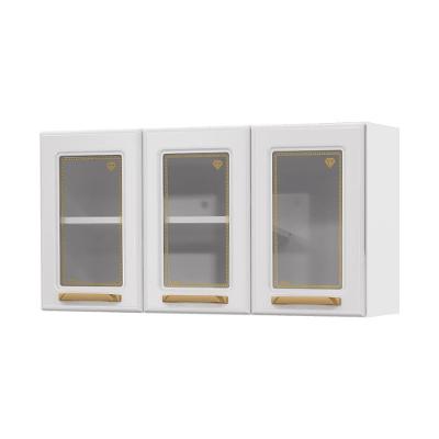 Armário De Cozinha Aéreo De Aço 3 Portas Com Vidro 105cm Multimóveis Cr20359 Branco