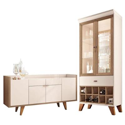 Buffet Melodia E Cristaleira ópera Off White Castanho - Hb Móveis