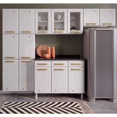 Cozinha Completa Modulada Aço 4 Peças Com Balcão Com Tampo Multimóveis Cr20370 Branco