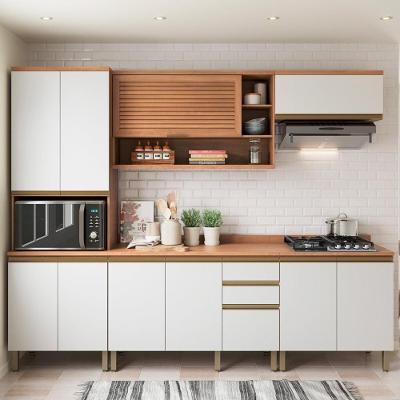 Cozinha Completa Modulada 5 Peças Com Balcão Para Cooktop Multimóveis Cr20402 Freijó-branco