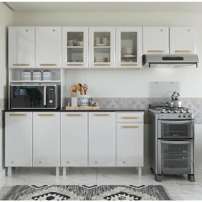 Cozinha Completa De Aço 4 Peças Armário Para Forno-micro E Balcão Multimóveis Cr20371 Branco