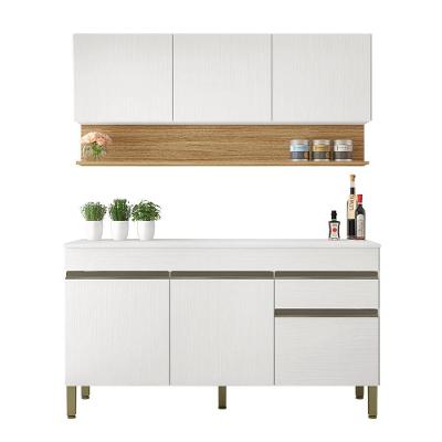 Kit Armário De Cozinha E Balcão Completa 1,50m Line Branco / Madeirado Kit's Paraná