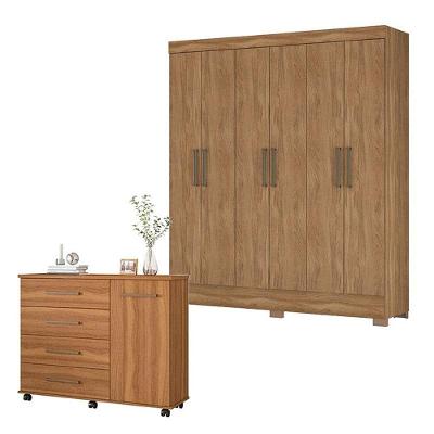 Cômoda Flora E Guarda Roupa Casal Verso Amêndola Touch - Demóbile