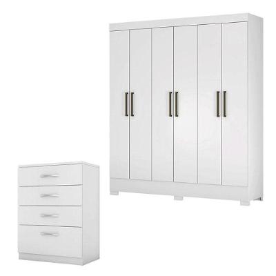 Cômoda Astral E Guarda Roupa Casal Verso Branco - Demóbile