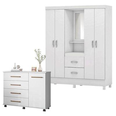 Cômoda Flora E Guarda Roupa Casal Lord Branco Flex - Demóbile