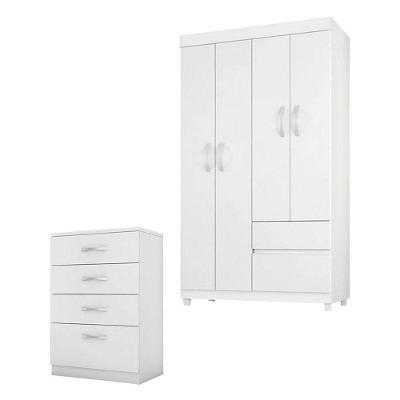 Cômoda Astral E Guarda Roupa Solteiro Lótus Branco Flex - Demóbile