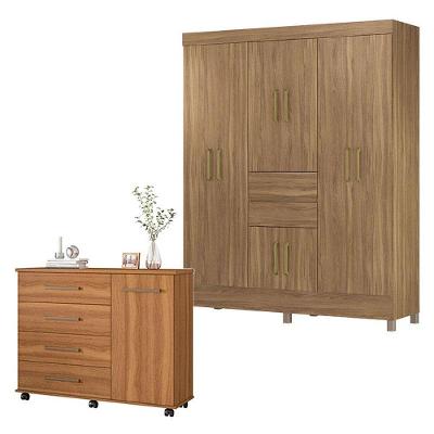 Cômoda Flora E Guarda Roupa Casal Munique Amêndola Touch - Demóbile