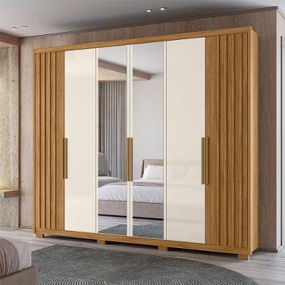 Guarda Roupa Casal Ambiente Araguaia 6 Portas Freijó Off White Com Espelho - Moval