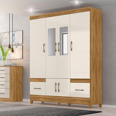Guarda Roupa Casal Ambiente Ms912 6 Portas Freijó Off White Com Espelho - Moval