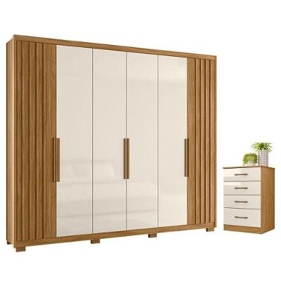 Guarda Roupa Casal Araguaia E Cômoda Ms913 Freijó Off White - Moval
