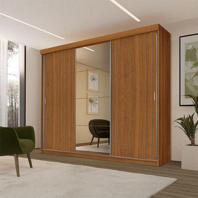 Guarda Roupa Casal Ambiente ímola 3 Portas De Correr Com Espelho Carvalho New - Luapa