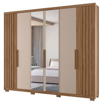 Guarda Roupa Casal Araguaia 6 Portas Carvalho Fendi Com Espelho - Moval