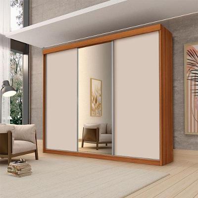 Guarda Roupa Casal Ambiente Florença 3 Portas De Correr Com Espelho Carvalho New Off White Pina - Luapa