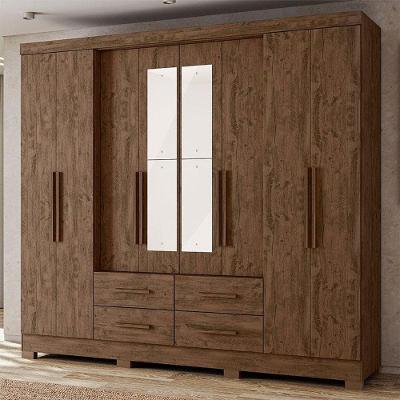 Guarda Roupa Casal Ambiente San Lorenzo 8 Portas Castanho Wood Com Espelho - Moval