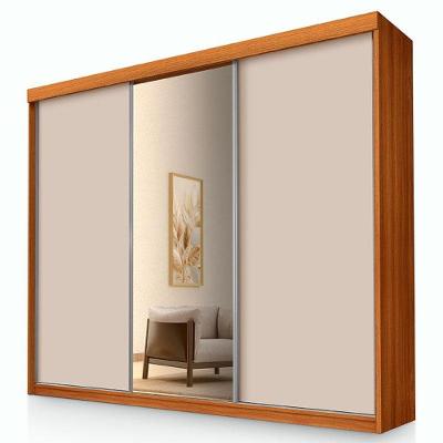 Guarda Roupa Casal Florença 3 Portas De Correr Com Espelho Freijó Off White Pina - Luapa