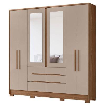 Guarda Roupa Casal San Francisco 6 Portas Carvalho Fendi Com Espelho - Moval