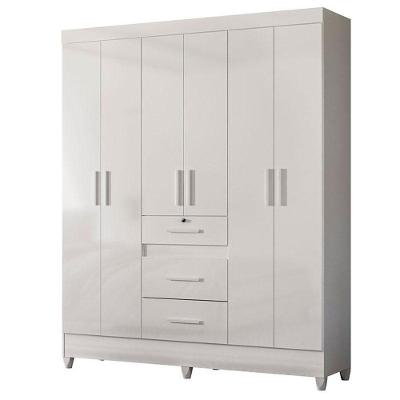 Guarda Roupa Casal Itatiba 6 Portas Branco Brilho - Moval