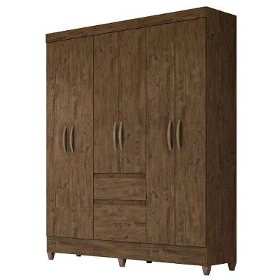 Guarda Roupa Casal New Cuba 6 Portas Castanho Wood - Moval