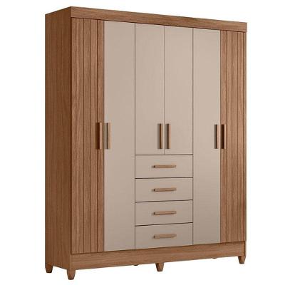 Guarda Roupa Solteiro Aruba 6 Portas Carvalho Fendi - Moval