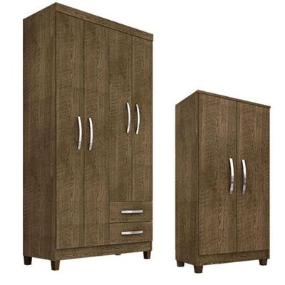 Guarda Roupa Solteiro Modena 4 Portas Com Armário Multiuso Recife Malbec - Incorplac