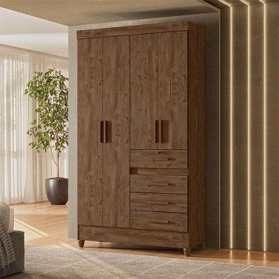 Guarda Roupa Solteiro Ambiente Sobral 4 Portas Castanho Wood - Moval