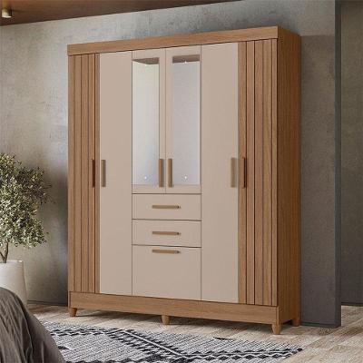 Guarda Roupa Solteiro Ambiente Malta 7 Portas Carvalho Fendi Com Espelho - Moval