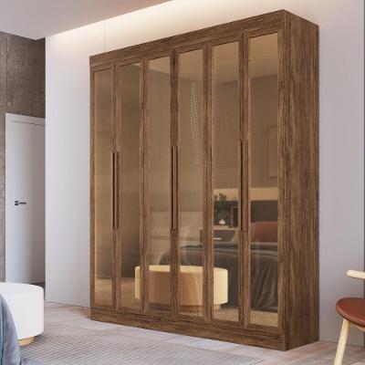 Guarda-roupas Casal 6 Portas Com Vidro Multimóveis Cr35260 Castanho