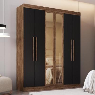 Guarda-roupas Casal 6 Portas 180cm Multimóveis Cr35262 Castanho-preto