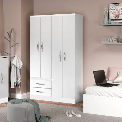 Guarda-roupa Solteiro 4 Portas 2 Gavetas 105x179cm Mdp Menu Móveis Branco