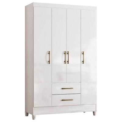 Guarda Roupa Solteiro Paraty 4 Portas Branco Brilho - Moval