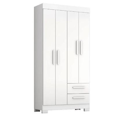 Guarda Roupas Solteiro 4 Portas 2 Gavetas Malta Branco Flex Notável