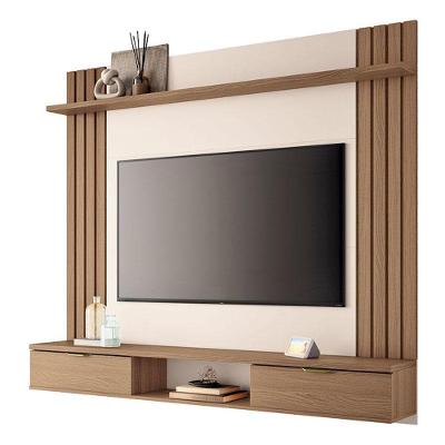 Painel Para Tv Home Suspenso Solus Castanho Off White - Hb Móveis